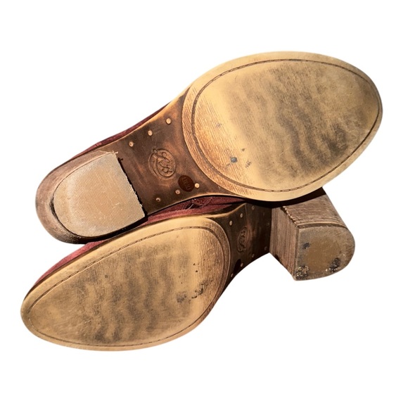 Lucky Brand Eller Burgundy Suede Western Stacked Heel Booties Ankle Boots 8.5 - Picture 9 of 10